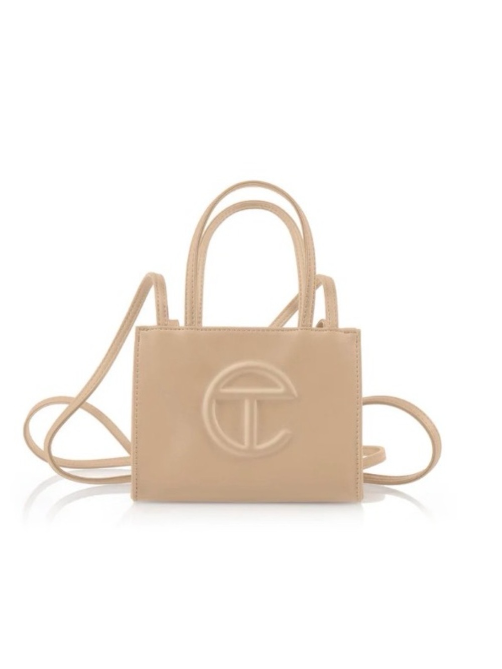 Telfar small cream shopping bag